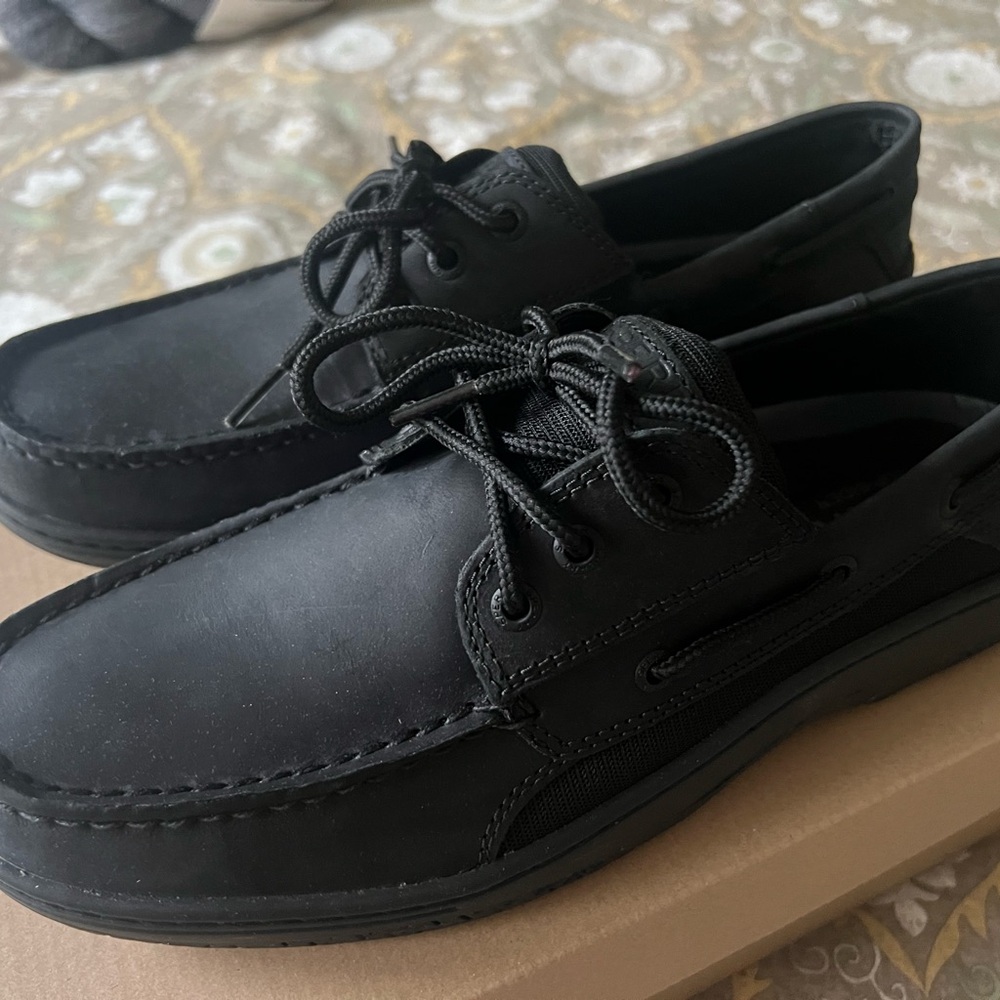 Sperry Men's Black Leather Boat Shoes